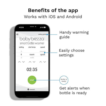 Baby Brezza Smart Baby Bottle Warmer, Breastmilk Warmer + Defroster – Free App - Only Brand with Different Temperatures for Breastmilk + Formula - Universal Fit for All Bottles + Milk Bags, Charcoal