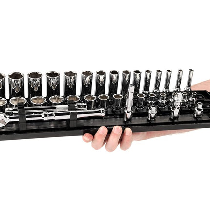TEKTON 3/8 Inch Drive 6-Point Socket and Ratchet Set with Rails and Tray, 36-Piece (1/4-1 in.) | SKT13101