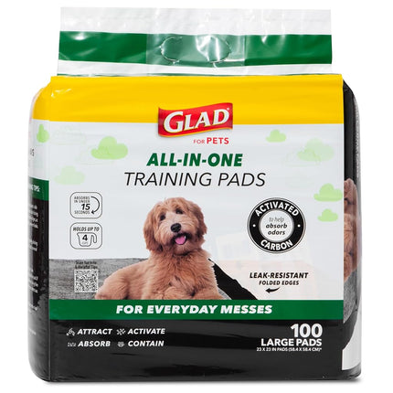 Glad for Pets Black Charcoal Puppy Pads, 100 Count -2 Pack | Puppy Potty Training Pads That Absorb & NEUTRALIZE Urine Instantly | New & Improved Quality Puppy Pee Pads