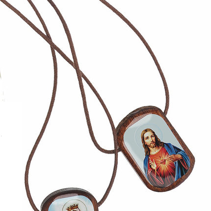 Intercession Catholic Scapular, M, Wood, Cord, No 