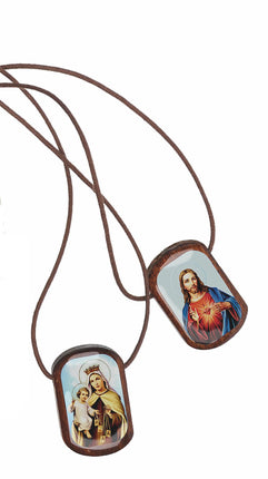 Intercession Catholic Scapular, M, Wood, Cord, No 