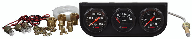 Bosch SP0F000054 Style Line 2" Triple Gauge Kit (Black Dial Face, Black Bezel)