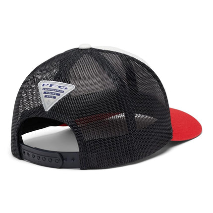 Casquette Columbia PFG Fish Flag Mesh Snap Back, Blanc/Marine universitaire/Rouge vif, Taille unique