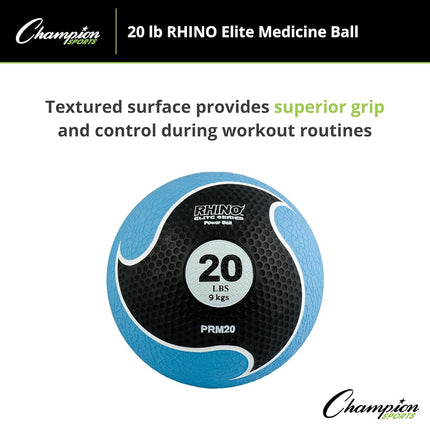 CHAMPION Sports Rhino Elite Medicine Ball (20 pounds), Blue