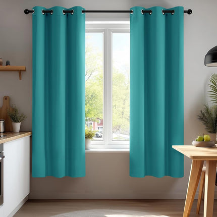 Deconovo Turquoise Curtains, Room Darkening Window Treatments, Thermal Curtains for Living Room, Bedroom (Turquoise, 52x72 Inch, 2 Panels)