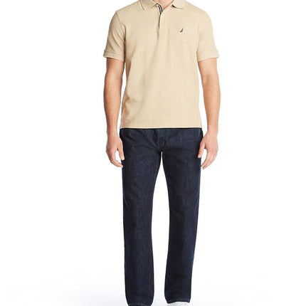 Nautica Men's Classic Short Sleeve Solid Polo Shirt, Coastal Camel Heather, XXL