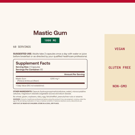 Jarrow Formulas Mastic Gum , Supports Stomach and Duodenal Health, 120 Capsules