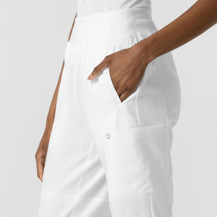 Women's Comfort Waist Cargo Jogger Scrub Pant, White, L, White, Large