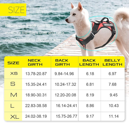 Demigreat Service Dog Harness, Reflective Dog Vest Harness with 5 PCS Patches, Adjustable Soft Oxford Pet Harness, Inner Layer Mesh, Easy to Control for Small Medium Large Dogs