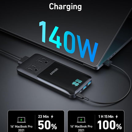 Anker Prime 6-in-1 USB C Charging Station, 140W Compact Power Strip for Work and Travel, 5 ft Detachable Extension Cord with 6 Ports, for iPhone 15/15 Plus/15 Pro/15 Pro Max(Non-Battery, Non-Wireless)