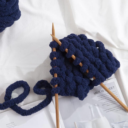 HOMBYS Navy Blue Chunky Chenille Yarn for Crocheting and Knitting, Super Bulky Hand Knitting Yarn, Soft Plush, 2 Jumbo Pack (27 yds, 8 oz Each Skein)