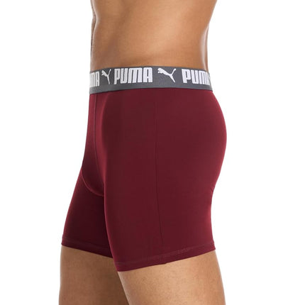 PUMA Men's 5 Pack Performance Boxer Briefs, Ruby/Blue/Black/Grey, L