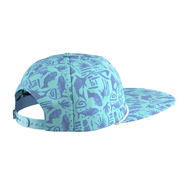 HUK Men's Rope, Unstructured Adjustable Fishing Hat Cap, Tiki Beach-Marine Blue, One Size