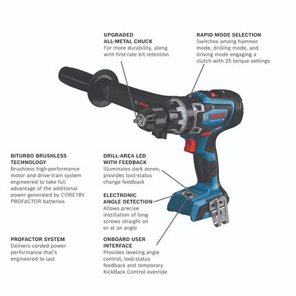 BOSCH GSB18V-1330CN PROFACTOR� 18V Connected-Ready 1/2 in. Hammer Drill/Driver (Bare Tool)