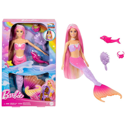 Barbie Mermaid Doll, Malibu with Pink Hair and Pet Dolphin