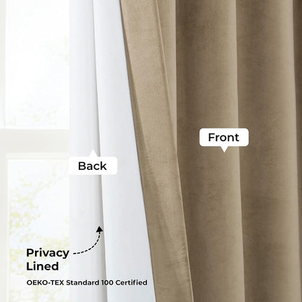 HPD Half Price Drapes Heritage Plush Velvet Curtains 108 Inches Long Room Darkening Curtains for Bedroom & Living Room 50W x 108L, (1 Panel), Museum Taupe