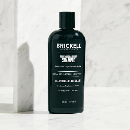 Brickell Men's Relieving Dandruff Shampoo For Men, Natural & Organic, Soothes and Eliminates Dandruff with Ziziphus Joazeiro, Aloe and Jojoba Oil (8 Oz)