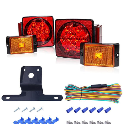 MAXXHAUL 70205 Trailer Light Kit - 12V All LED , Left and Right Waterproof Submersible for Trailers, Boat Trailer Truck Marine Camper RV Snowmobile, Red