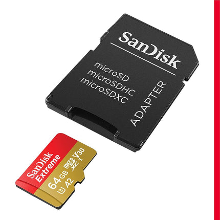 SANDISK 64GB Extreme microSD Card + Adapter, Up to 170MB/s Read Speeds