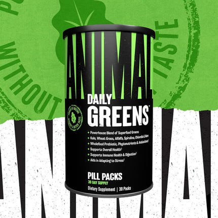ANIMAL Greens PAK – Your Green Helpers & Daily dose of Green superfood – with spirulina, chlorella & maca for Energy, Immune System, Digestion & Well-Being – 30 Packs