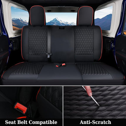 Fundas de asiento Coverado, juego completo para Jeep Wrangler, fundas de asiento de coche impermeables para automóvil, fundas de asiento de camión a medida para 2008-2012 Jeep Wrangler JK, fundas de asiento para coche de 4 puertas (línea roja)