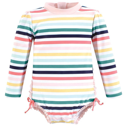 Hudson Baby Girls' Baby and Toddler Swimsuit, Sunset Stripe, 6-9 Months