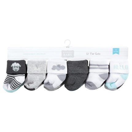 Hudson Baby Calcetines de Felpa y Algodón Rico para Bebés Niñas Recién Nacidas, Oveja, Paquete de 12, 0-6 Meses