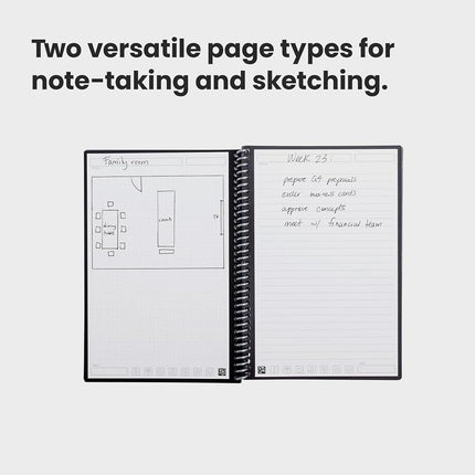 Rocketbook Fusion Reusable Undated Productivity Planner, Executive Size 6x8.8, Green - Goals, Monthly and Weekly Calendar, Daily To-do List, Lined and Dotted Notes Pages
