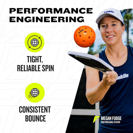 Franklin Sports X-40 Pickleballs - Outdoor Pickleballs - 12 Pack Bulk - USA Pickleball Approved - Lava - Official Ball of US Open Pickleball Championships