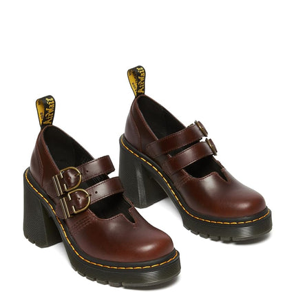 Dr. Martens Women's Eviee Platform, Dark Brown Pull Up, 11