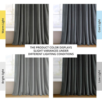 HPD Half Price Drapes Cortinas Blackout Térmicas para Ventana de Terciopelo Extragrande Signature de 84 Pulgadas de Largo, 1 Panel, Forro de Hotel de 4 Pasos, para Dormitorio 100W x 84L, Gris Natural, 100" An x 84" L (Paquete de 1)