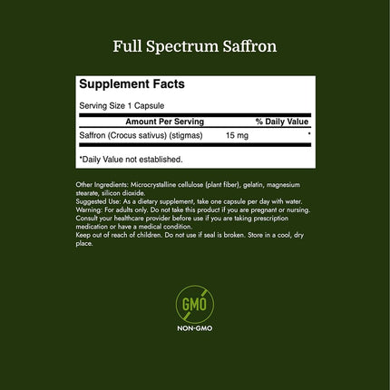 Swanson Full Spectrum Saffron 15mg, 60 Capsules