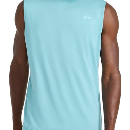 Reebok Apparel Men's Gains Muscle Performance Crewneck Tank Top, Reef Waters Heather, Medium