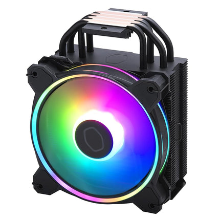 Cooler Master Hyper 212 Halo CPU Air Cooler - Jet Black Aluminium Finish, 4 Continuous Direct Contact Heat Pipes with Fins, MF120 Halo2 ARGB Fan, ARGB Auto Detect, LGA1700 & AM5 Brackets - Black