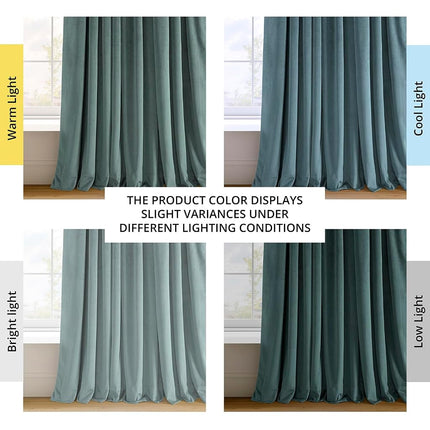 HPD Half Price Drapes Signature Velvet Thermal Blackout Curtains for Living Room 108 Inch Long (1 Panel) Rod Pocket Insulated Blackout Curtains for Bedroom Window Curtains, 50W x 108L, Skylark Blue