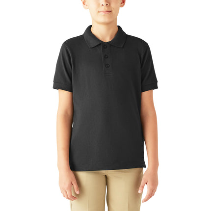 Dickies Boys' Short Sleeve Pique Polo, Black, XX-S