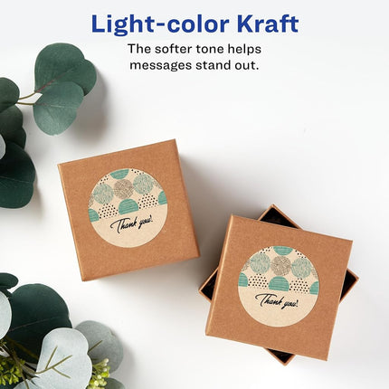 Avery Printable Round Labels, 2.5" Diameter, Kraft Brown, 90 Customizable Labels (22818)