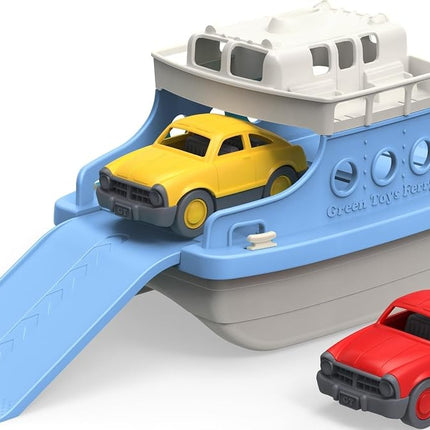 Green Toys Ferry Boat with Mini Cars Bathtub Toy, Blue/White