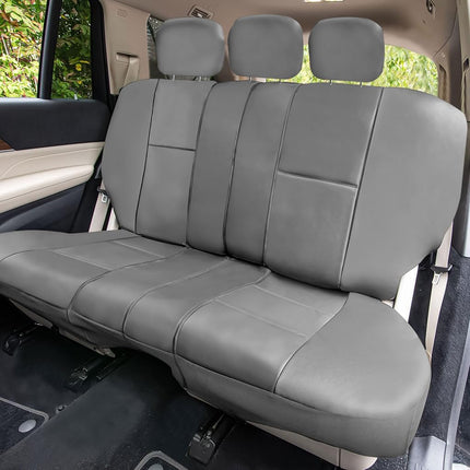 FH Group PU002SOLIDGRAY115 Gray Faux Leather Split Bench Auto Seat Cover (Solid Full Set Airbags Ready)