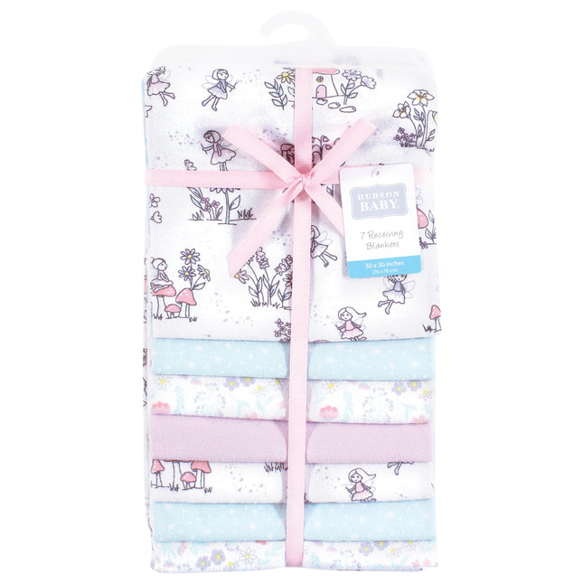 Hudson Baby Unisex Baby Cotton Flannel Receiving Blankets Bundle, Garden Fairies, One Size