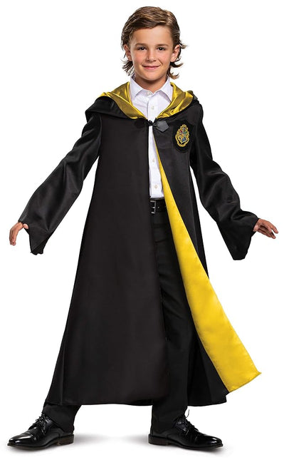 Disguise Harry Potter Hogwarts Robe Deluxe Children's Costume Accessory, Black and Gold, Kids Size Medium (7-8)