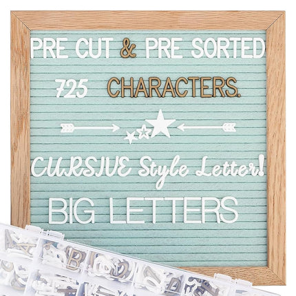 Blue Felt Letter Board 10x10 Inch, Pre Cut & Sorte