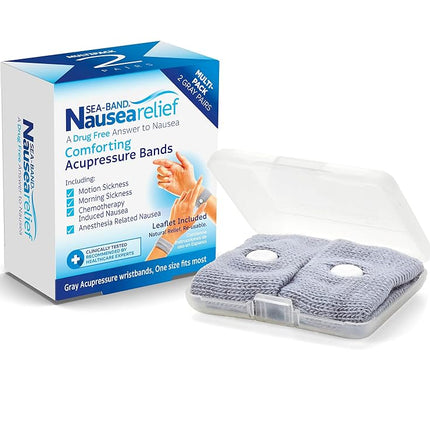 Sea-Band Anti-Nausea Acupressure Wristband for Motion & Morning Sickness, Pack of 2 Sets