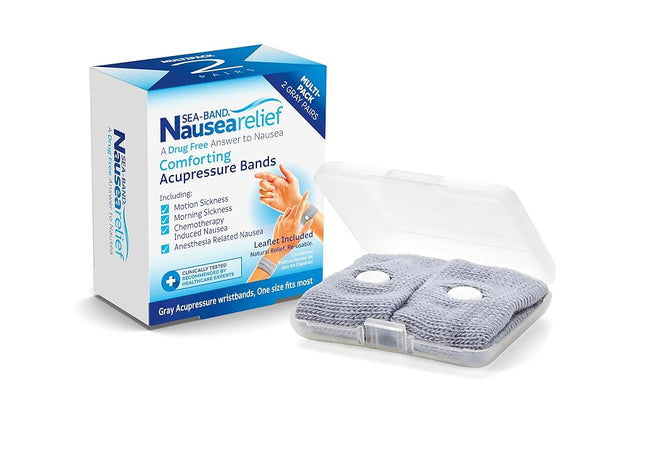 Sea-Band Anti-Nausea Acupressure Wristband for Motion & Morning Sickness, Pack of 2 Sets