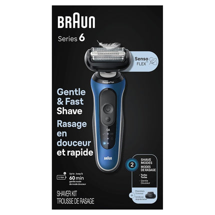 Braun Electric Razor for Men Series 6, Beard Shaver, Electric Shaver, GentleFlex, SkinGentle Foil, with Precision Trimmer, S6 6120s, 1 item