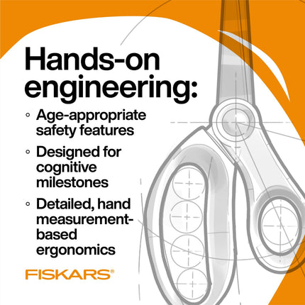 Fiskars 5" Softgrip Left-Handed Pointed-Tip Scissors for Kids Ages 4+ - Left-Handed Scissors for School or Crafting - Back to School Supplies - Blue Lightning