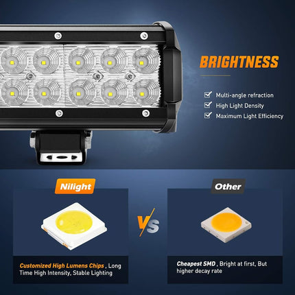 Nilight LED Light Bar 25Inch 162W Spot Flood Combo Led Off Road Lights 12V 5Pin Rocker Switch LED Light Bar Wiring Harness Kit, (ZH081)