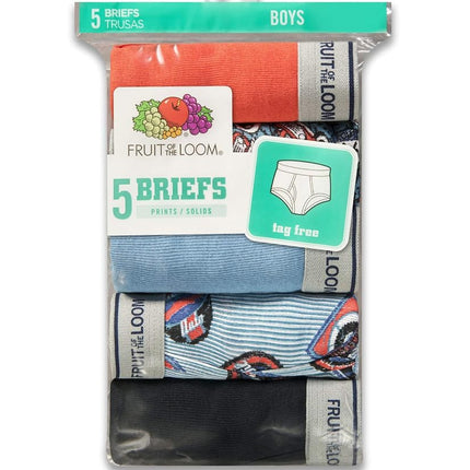 FRUIT OF THE LOOM Bóxer de niño, 5 unidades, con estampados y lisos, M, Estampados y lisos surtidos