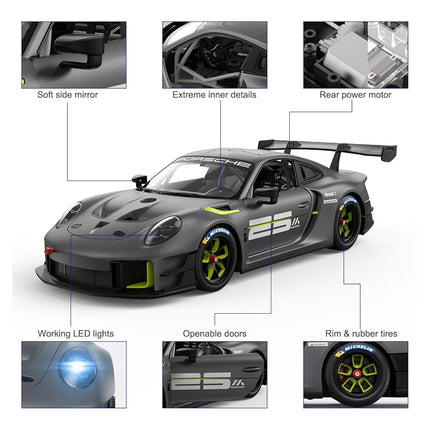 Rastar RC Cars 1/14 Porsche 911 GT2 RS Clubsport 25 Remote Control Porsche Toy Car for Kids, Grey 2.4GHz