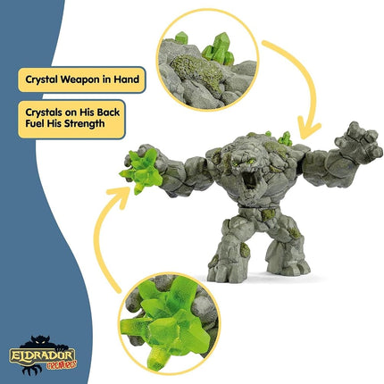 Schleich Eldrador Creatures - 8" Stone Monster Toy with Crystal Set - Cool Movable Monster Action Figure for Boys and Girls - Fantasy Giant Rock Beast Figurine - Fun Scary Toys - Kids Ages 7+ | 70141